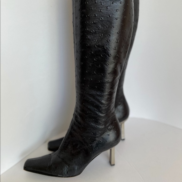 Giuseppe Zanotti Genuine Ostrich Boots -Silver heel - Black - Picture 10 of 17